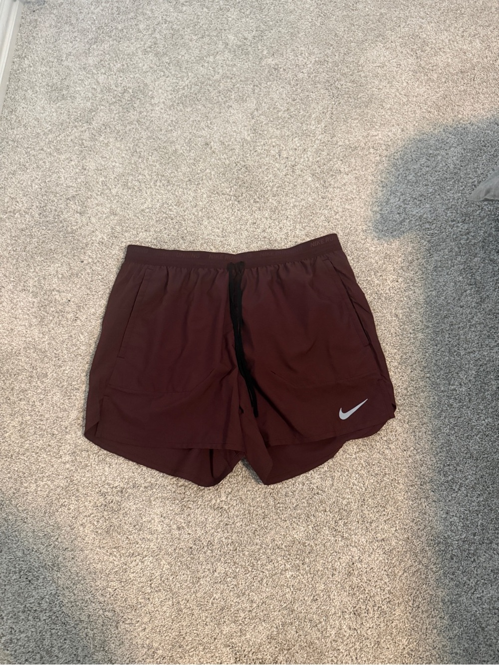 Nike Burgundy Dri-FIT Workout Shorts with Subtle Swoosh